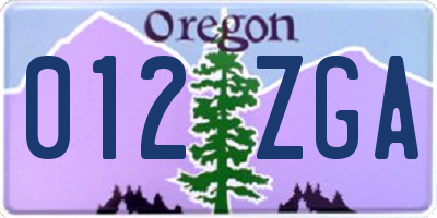 OR license plate 012ZGA