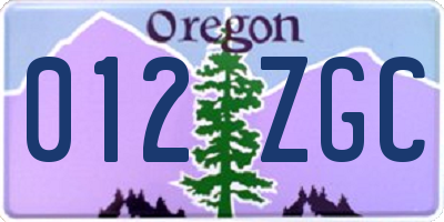 OR license plate 012ZGC