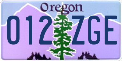 OR license plate 012ZGE