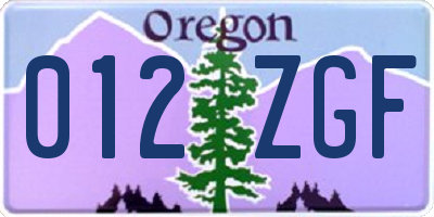 OR license plate 012ZGF
