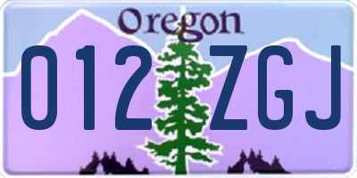 OR license plate 012ZGJ