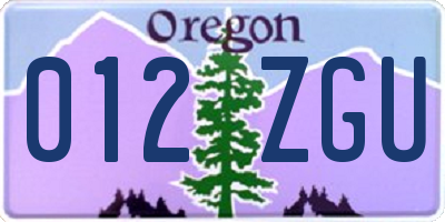 OR license plate 012ZGU