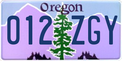 OR license plate 012ZGY