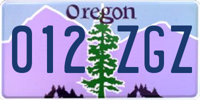 OR license plate 012ZGZ