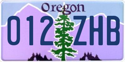 OR license plate 012ZHB