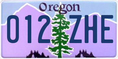 OR license plate 012ZHE