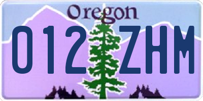 OR license plate 012ZHM