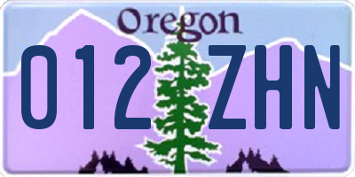 OR license plate 012ZHN