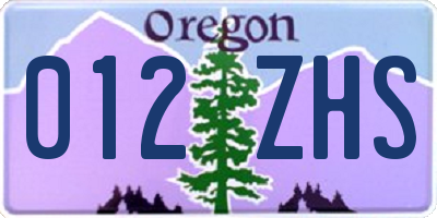 OR license plate 012ZHS