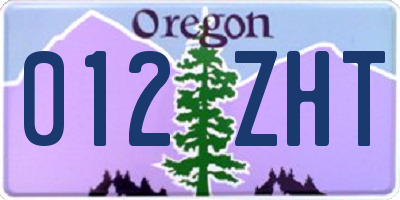 OR license plate 012ZHT
