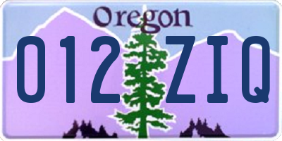 OR license plate 012ZIQ