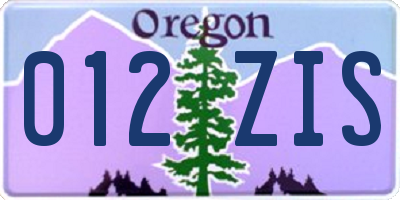 OR license plate 012ZIS