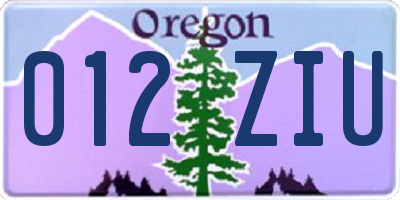 OR license plate 012ZIU