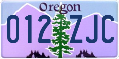OR license plate 012ZJC