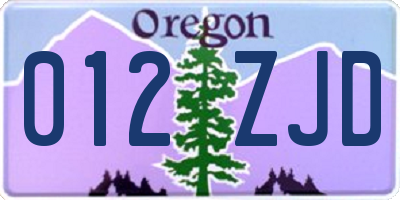 OR license plate 012ZJD
