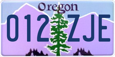 OR license plate 012ZJE