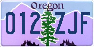 OR license plate 012ZJF