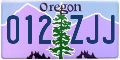 OR license plate 012ZJJ