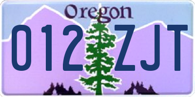 OR license plate 012ZJT
