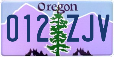 OR license plate 012ZJV