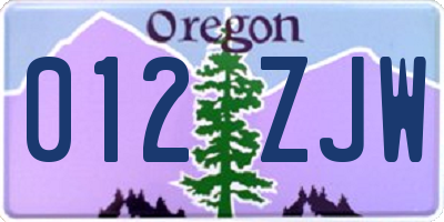 OR license plate 012ZJW
