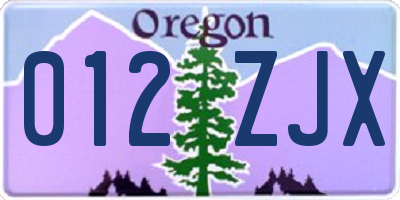 OR license plate 012ZJX