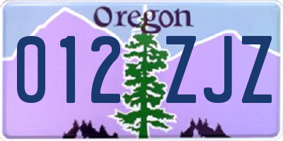 OR license plate 012ZJZ