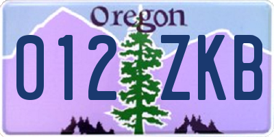 OR license plate 012ZKB