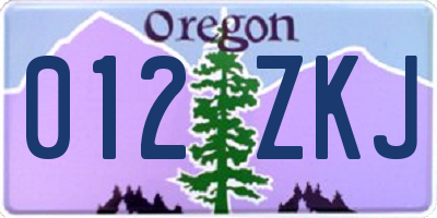 OR license plate 012ZKJ