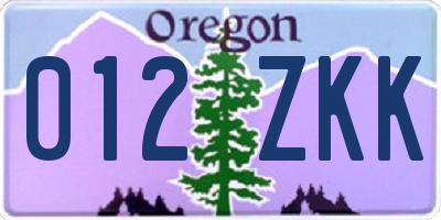 OR license plate 012ZKK