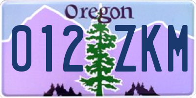 OR license plate 012ZKM