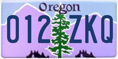 OR license plate 012ZKQ