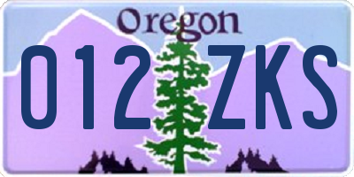 OR license plate 012ZKS