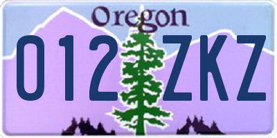 OR license plate 012ZKZ