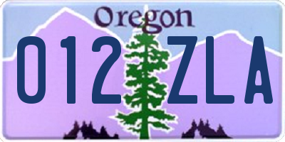 OR license plate 012ZLA