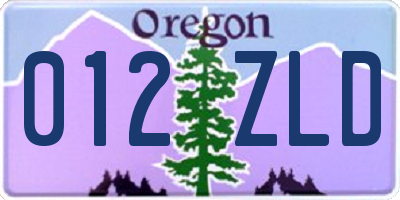 OR license plate 012ZLD