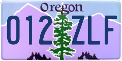 OR license plate 012ZLF