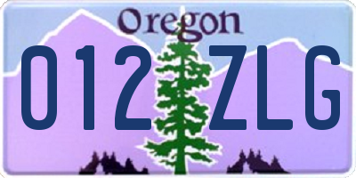 OR license plate 012ZLG