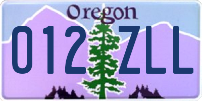 OR license plate 012ZLL