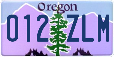 OR license plate 012ZLM