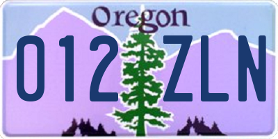 OR license plate 012ZLN