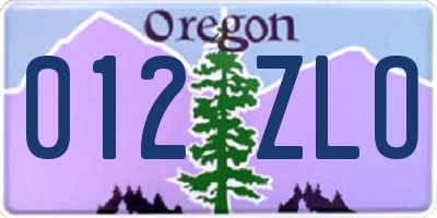 OR license plate 012ZLO