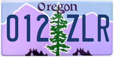 OR license plate 012ZLR