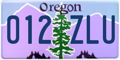 OR license plate 012ZLU