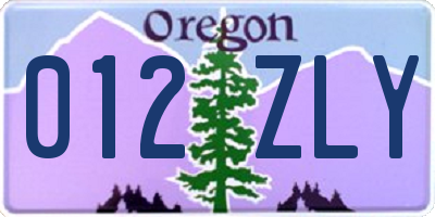 OR license plate 012ZLY