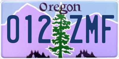 OR license plate 012ZMF
