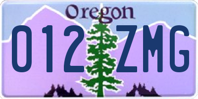 OR license plate 012ZMG