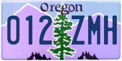 OR license plate 012ZMH