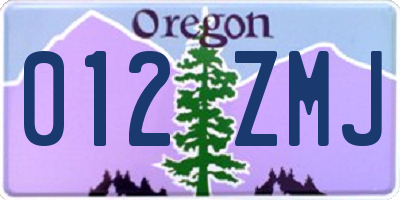 OR license plate 012ZMJ