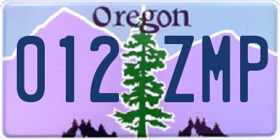 OR license plate 012ZMP